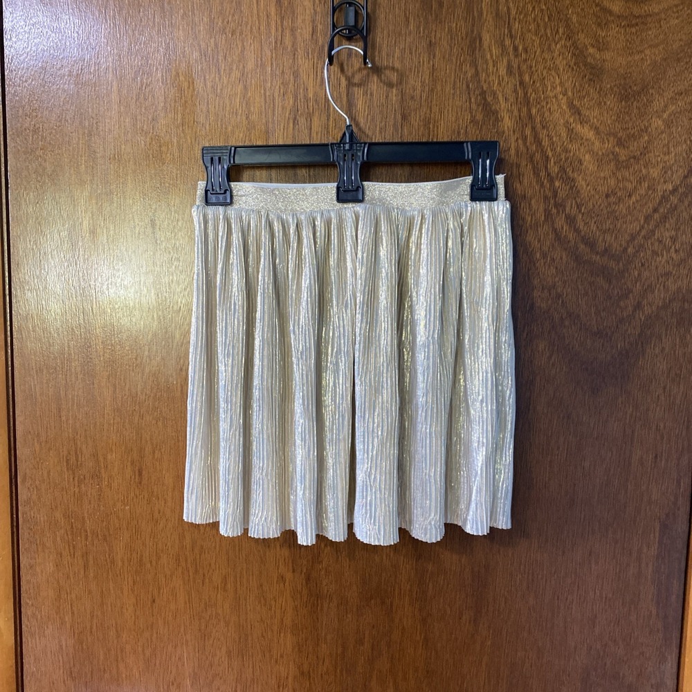 Total Girl Gold Pleated Skirt Youth Girls Size L 14 Metallic Elastic Waist Skirt